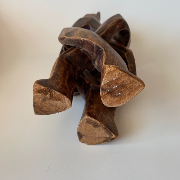 Vintage Wooden Interlocking Sculpture: Unity Trio, African, Hand Carved - Picture 2 of 9